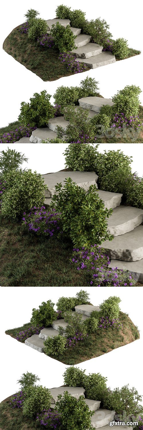 Landscape Furniture Rock stairs with Garden - Architect Element 56