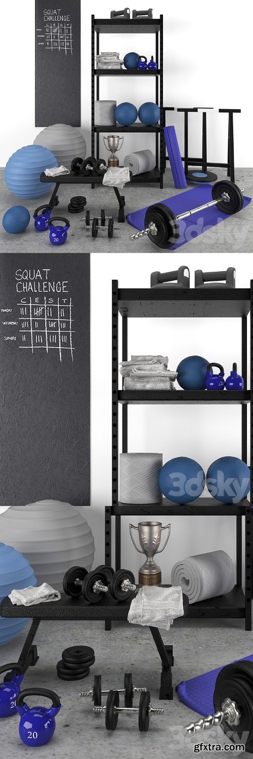 blue and gray sport set - home gym