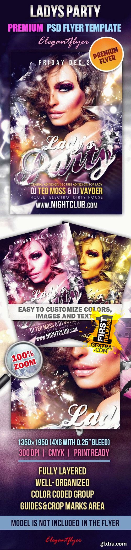 Elegant Flyer - Ladys Party - Premium Flyer template (PSD)