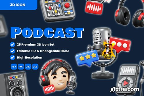 Podcast 3D Icon Pack - 25 Free Download Entertainment 3D Icons | IconScout