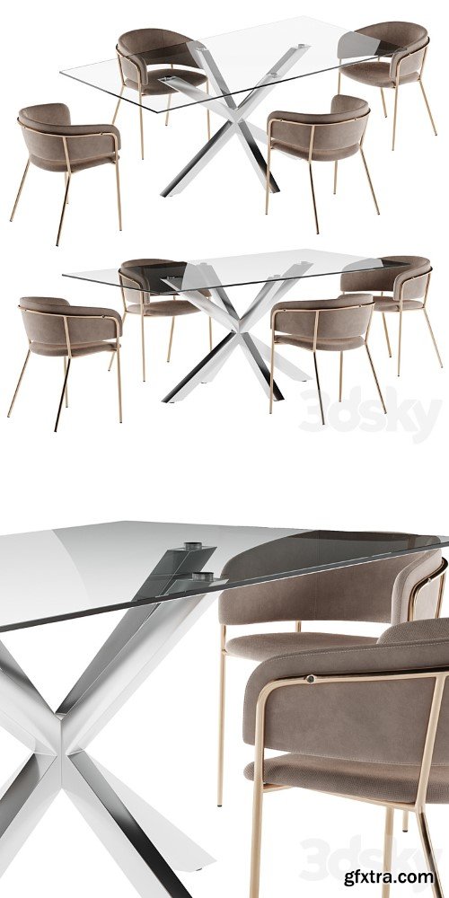 La forma table Arya & Konnie chair dining set 2