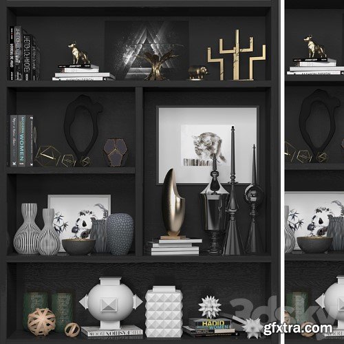 Bookcase with books, decor and figurines 11