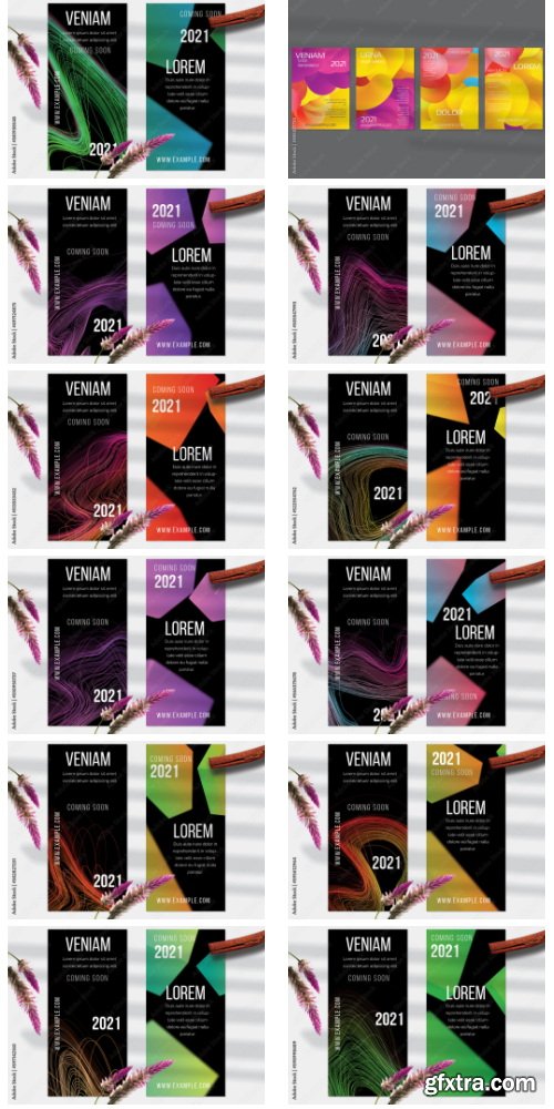 Flyer Layout With Motion Blur And Glowing Abstract Shapes 29xAI