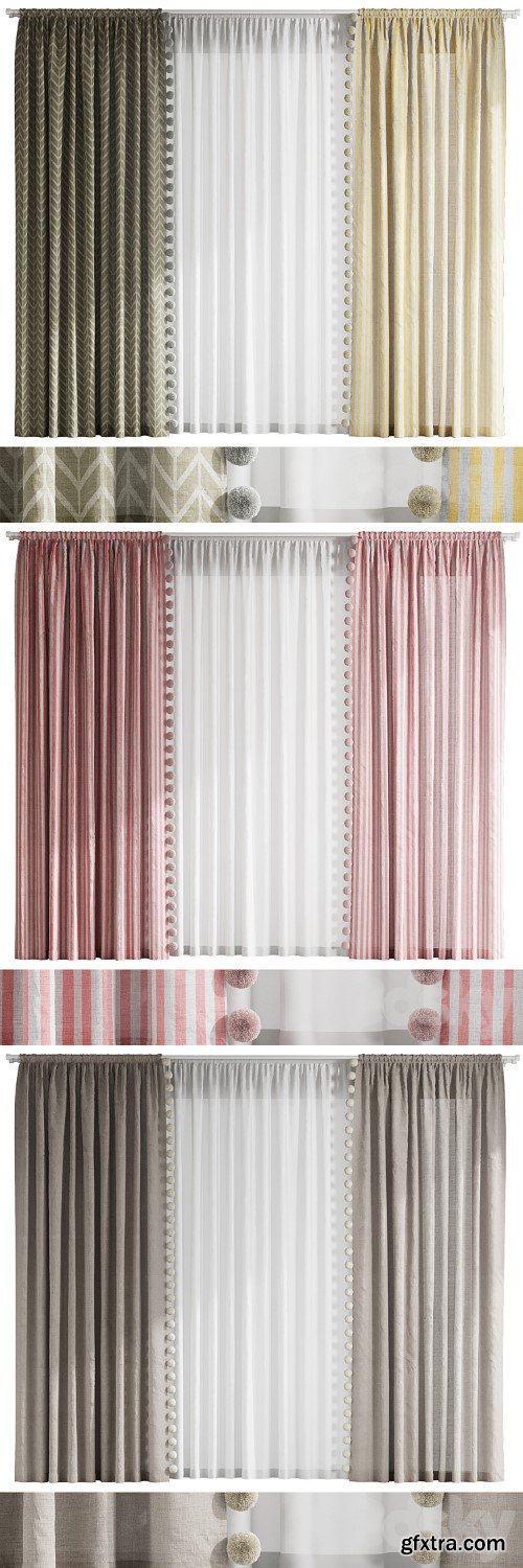 Curtains with pom-poms for the nursery