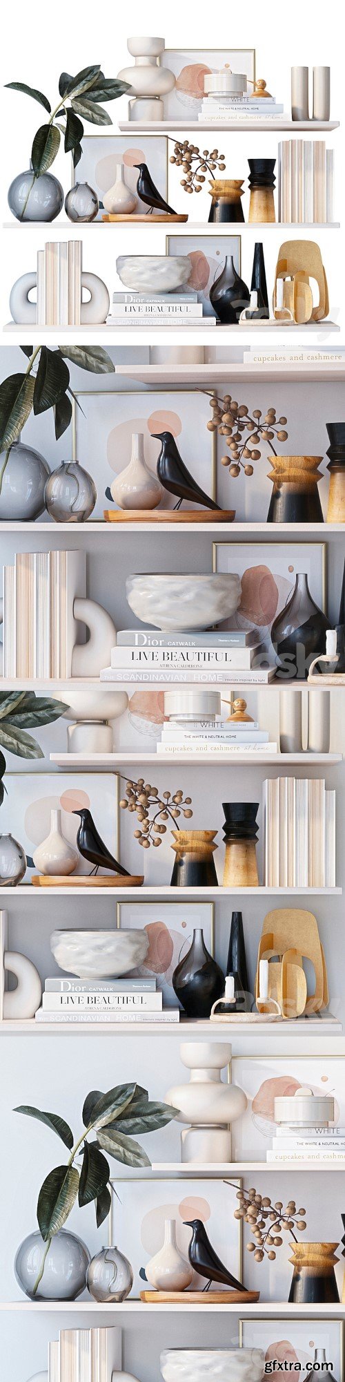 Shelves with decor