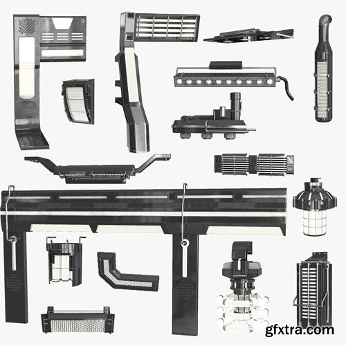 CgTrader - Sci Fi Industrial Futuristic Lighting Low-poly 3D model