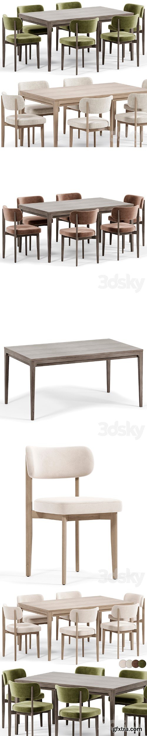 Seam Chair, Unit Dining Table by Dantone Home