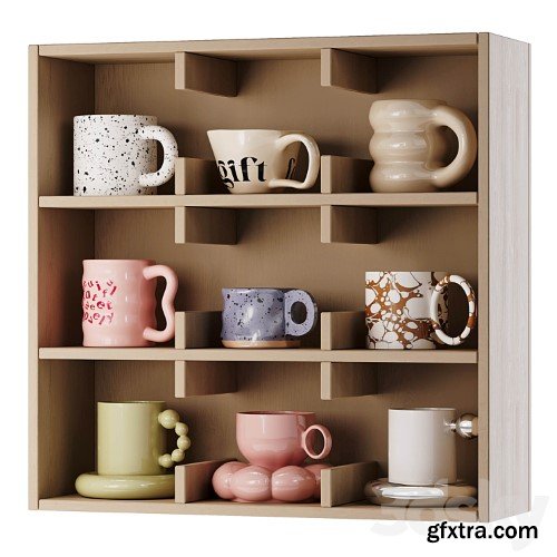 Wall shelf for mugs and cups