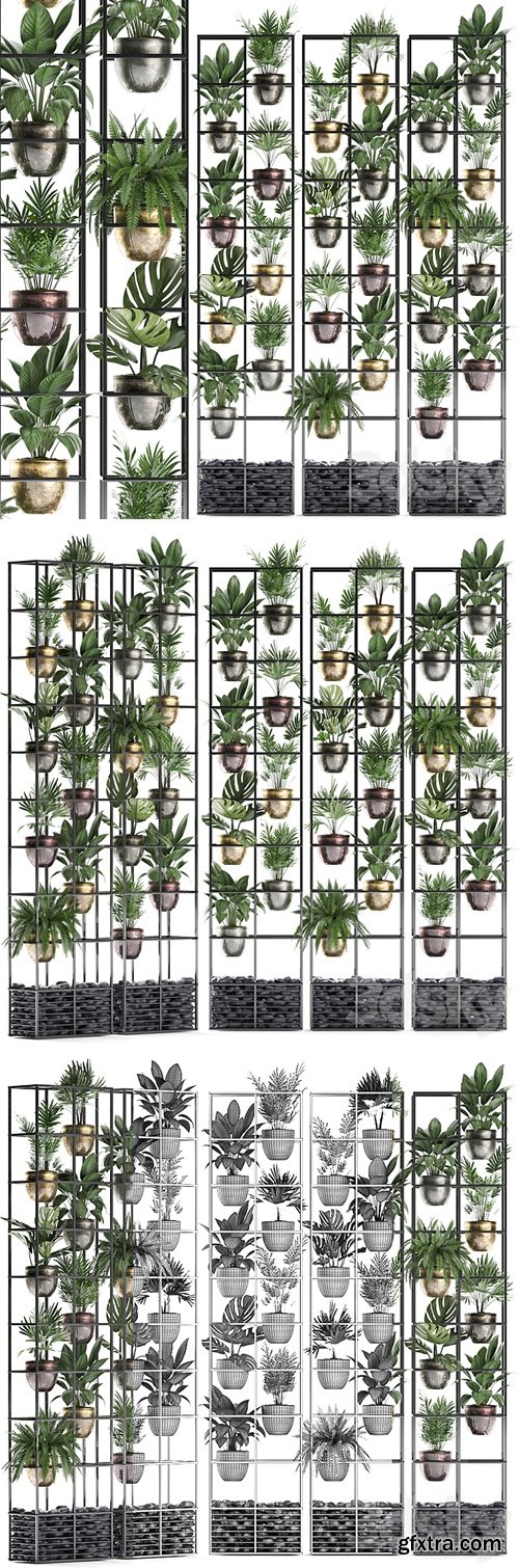 Vertical gardening. 27. Shelf with plants, rack, fern, areca palm, monstera, loft, indoor plants, vertical garden, phytowall, phytomodule, pots, eco design, Raphis palm