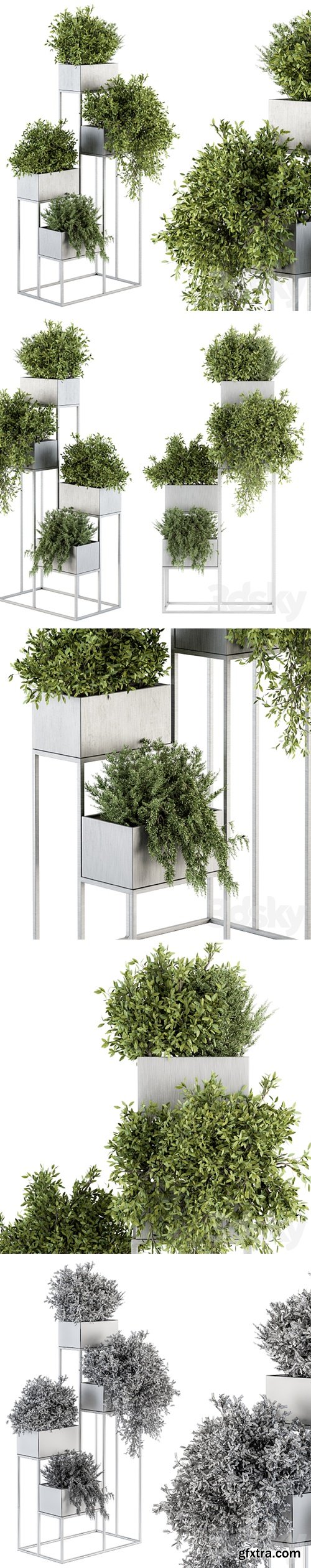 indoor Plant Set 213 - Silver Plant Stand