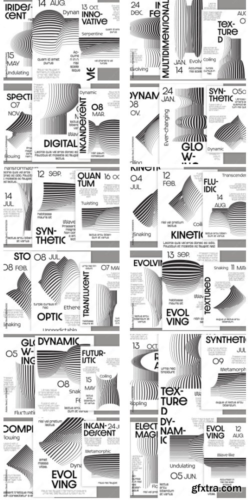 Flyer A4 Black And White Striped Abstract Futuristic Shape 33xAI