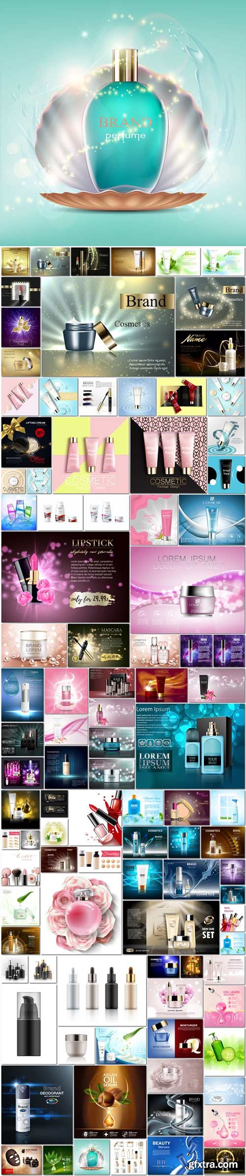 Bundle cosmetic advertising vector template vol 4