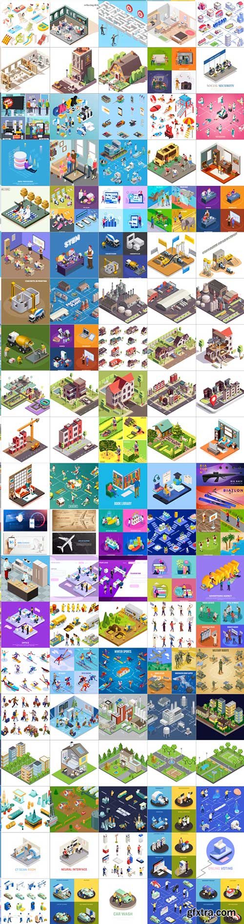 Bundle isometric concept vector design vol 23