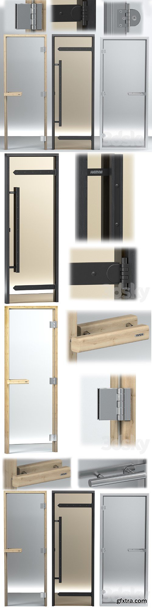 Turkish sauna glass doors hamam set 2