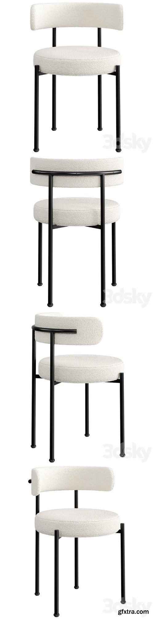 INESSE BOUCLE IVORY DINING CHAIR