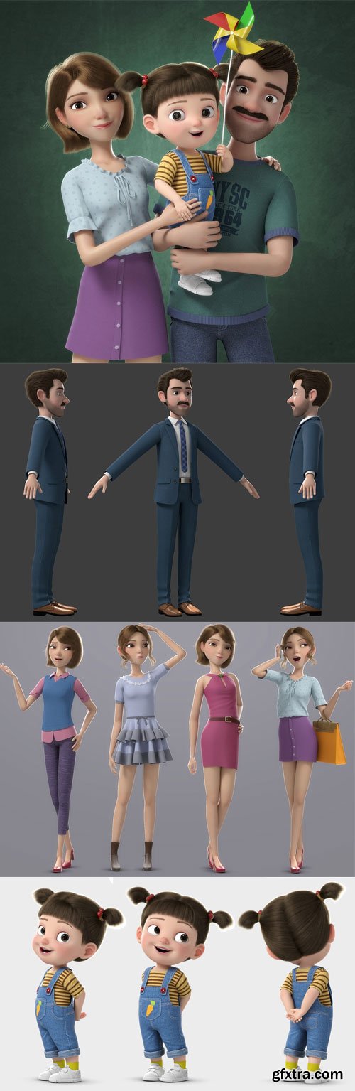 TurboSquid - Cartoon Family Rigged V7