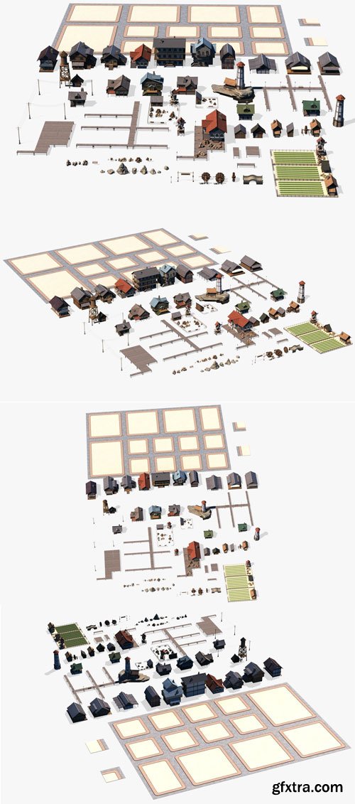 CgTrader - village Asset Low-poly 3D model