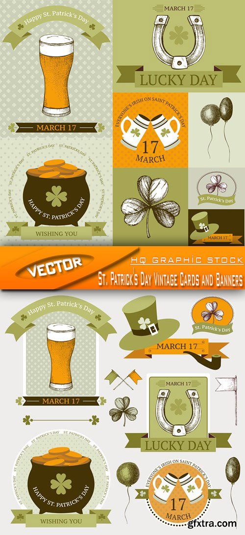 Stock Vector - St. Patrick\'s Day Vintage Cards and Banners