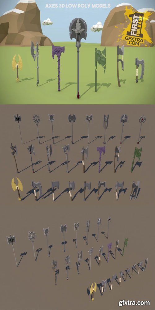 Craftpix - Axe and Poleaxe 3D Low Poly Models