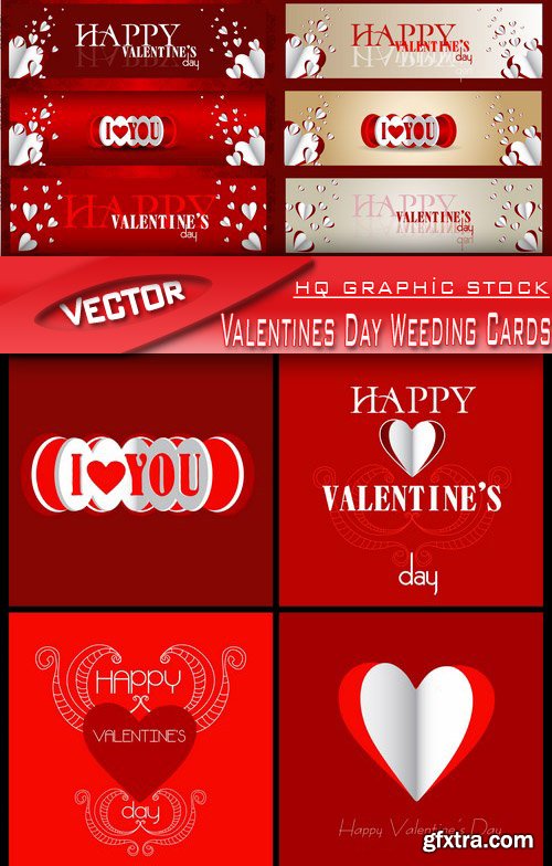 Stock Vector - Valentines Day Weeding Cards