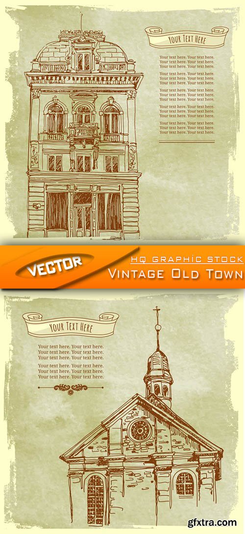 Stock Vector - Vintage Old Town