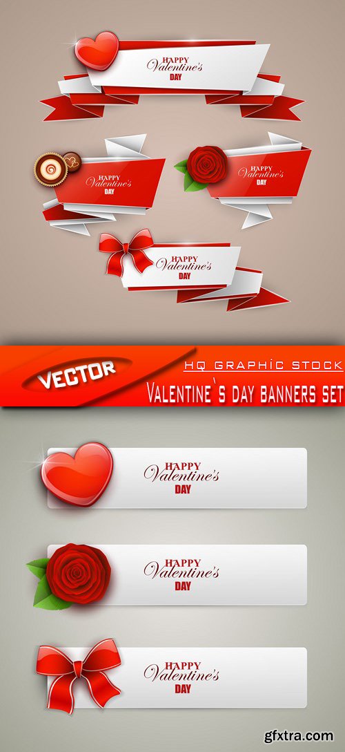 Stock Vector -  Valentine`s day banners set