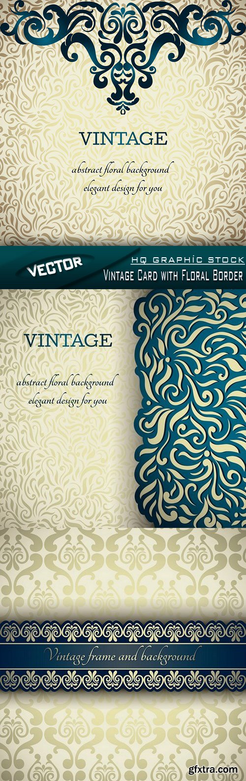 Stock Vector - Vintage Card with Floral Border