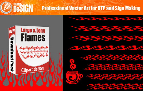 ClipArt DeSign - Large Long Flames 204xEPS