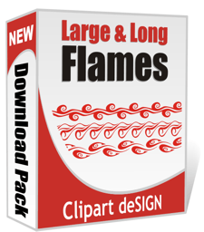 ClipArt DeSign - Large Long Flames 204xEPS