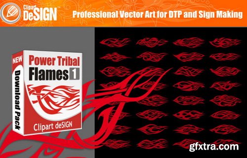 ClipArt DeSign - Power Tribal Flames 1, 124xEPS