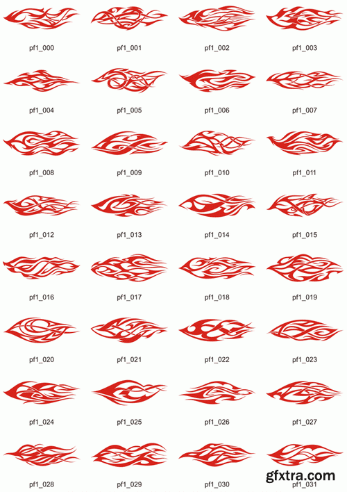 ClipArt DeSign - Power Tribal Flames 1, 124xEPS