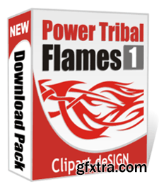 ClipArt DeSign - Power Tribal Flames 1, 124xEPS