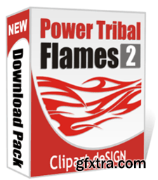 ClipArt DeSign - Power Tribal Flames 2, 124xEPS