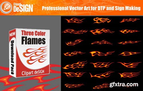 ClipArt DeSIGN 02 Three Color Flames 99xEPS