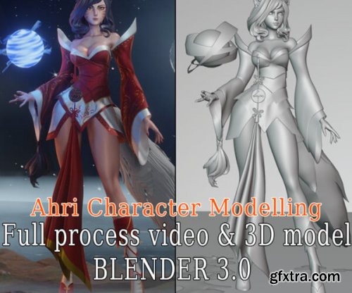 Artstation Ahri Character Modeling - Blender 3.0 - Full Process video & 3D model