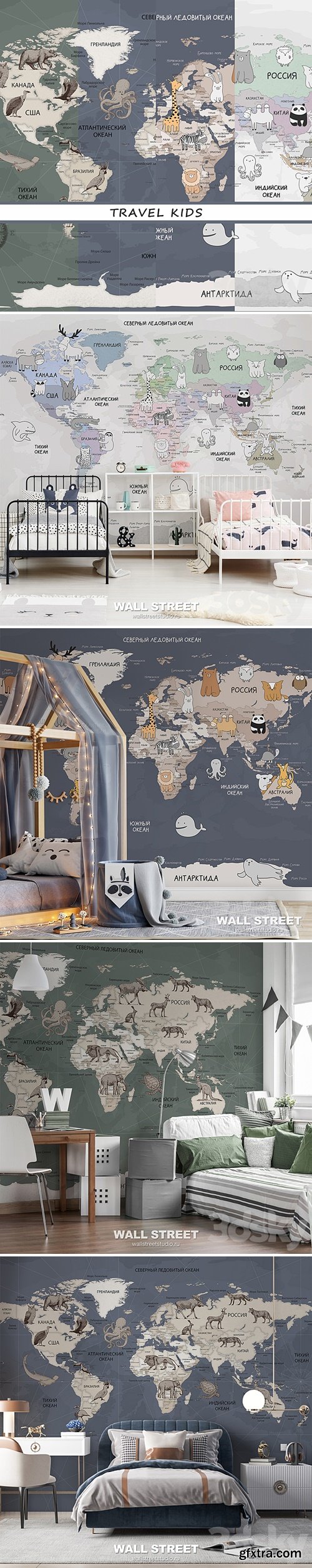 Designer wallpaper TRAVEL KIDS pack 3