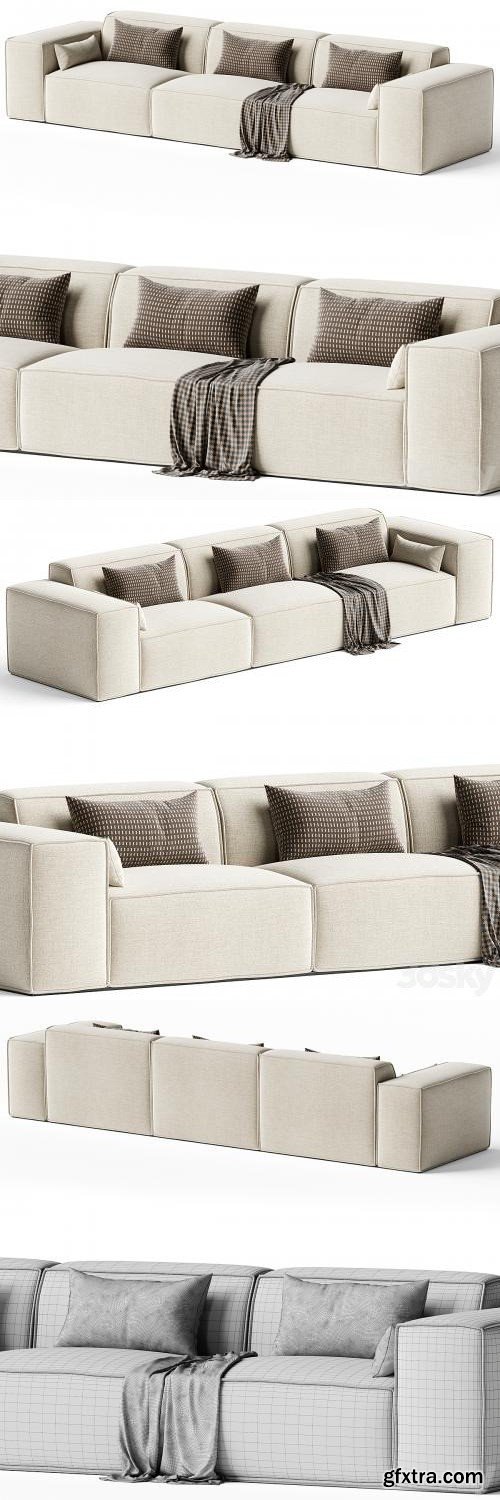 Scandinavian Slipcovered Square Arm Modular Sofa