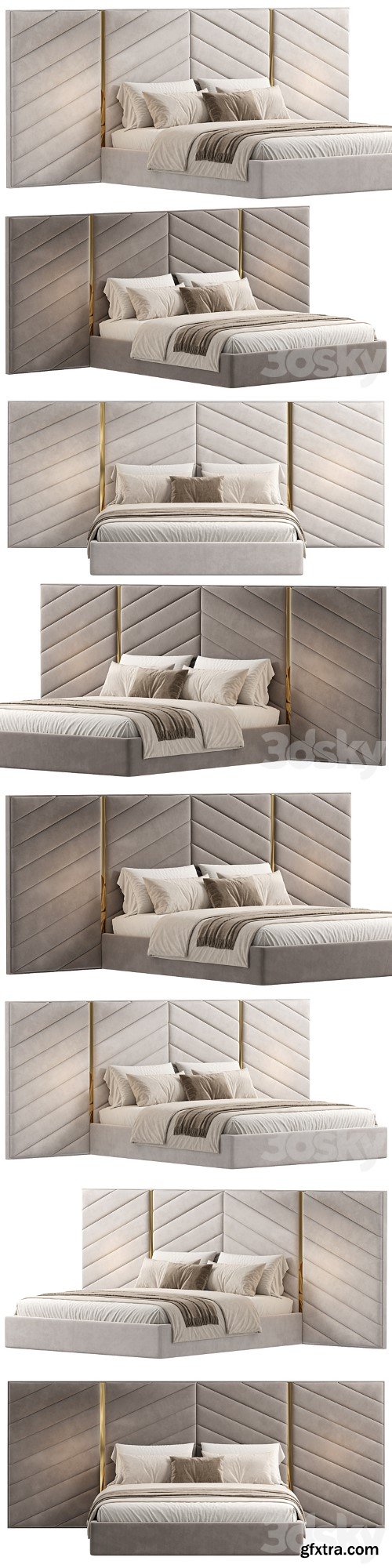 Albero bed with wide headboard