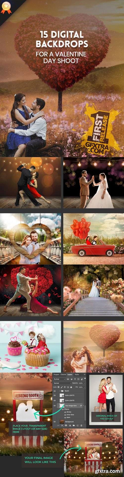 PhotoWhoa - 15 Digital Backdrops For A Valentine Day Shoot