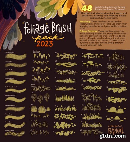 Kate Pellerin Poopikat - Cozy Foliage Brush Pack For Procreate