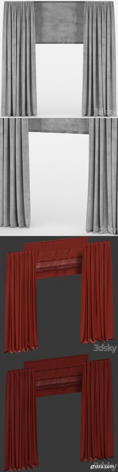 Velvet curtains with roman