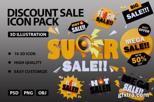 IconScout - DISCOUNT SALE TEXT 3D Icon Pack