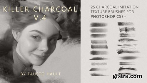 Artstation - Killer Charcoal v4.0 Charcoal imitation brushes for Photoshop CS5+