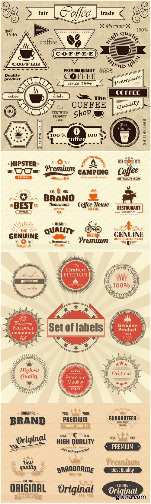 Labels, logos, badges, ribbons design elements vector set 5