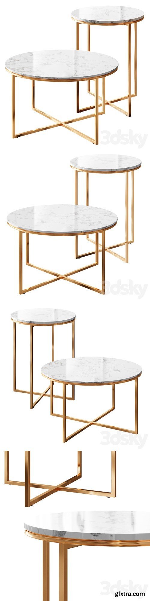 Marble Gold Tables Set