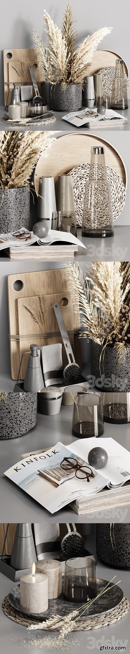 Kitchen accessories 024 with dried plants