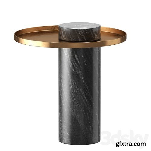 Pillar Side Table in Black Marble & Brushed Gold design by Nuevo