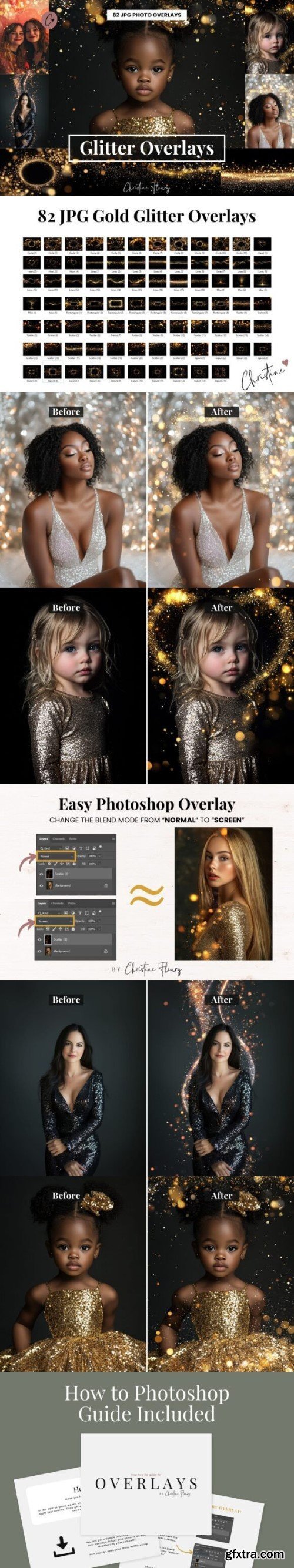 82 Gold Glitter Overlays