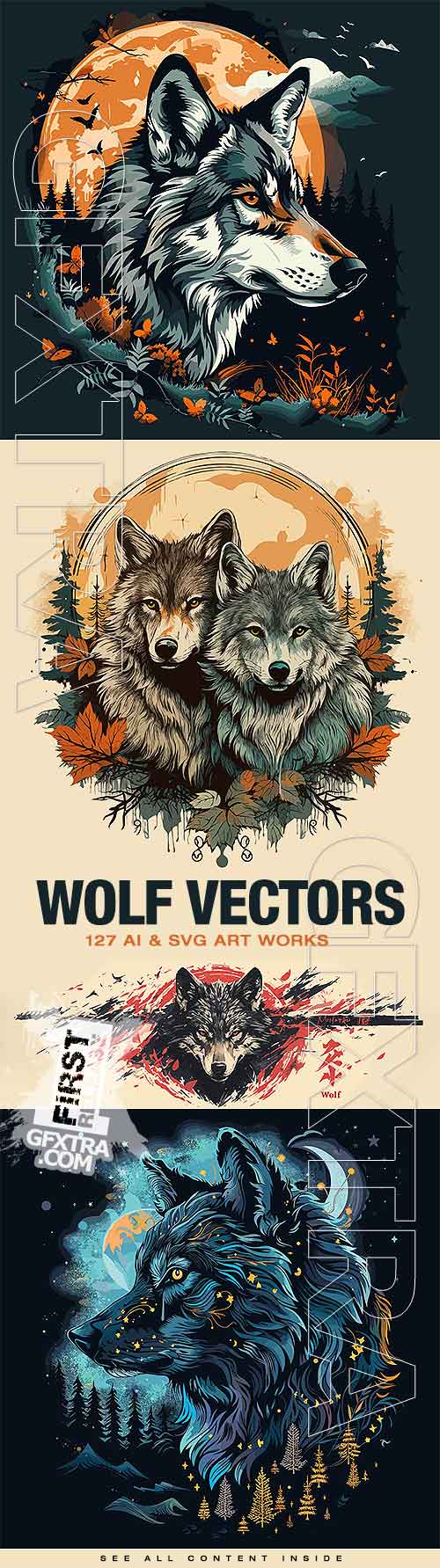 Wolf Vectors 127 AI&amp;SVG ARTWORKS!