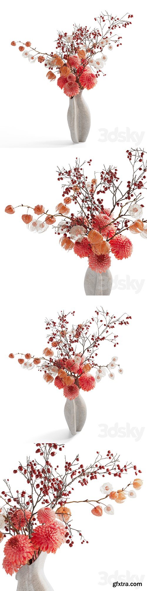 3dsky Pro - Autumn bouquet with dahlias, physalis and hawthorn